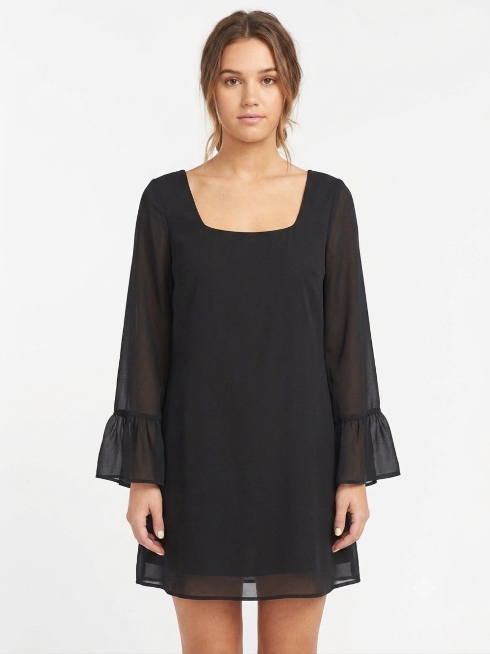 Show Me Your Mumu Sheer Ruffle Sleeve Dress Size L boho evening chic romantic